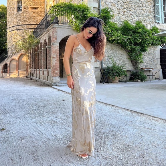 RARE METALLIC PRINT SLIP DRESS - Picture 17 of 17